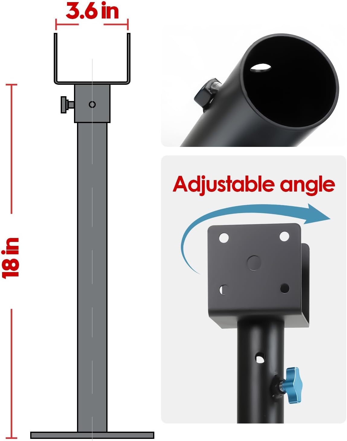 3 Pack 3.6" 304 Saddle Stainless Steel Roof Riser for Patio Pergola, Heavy-Duty 18-1/4 Inches High, Pergola Roofs Riser Beam Brackets, Adjustable Roof Riser Hardware, Black Finish (Stainless Steel)