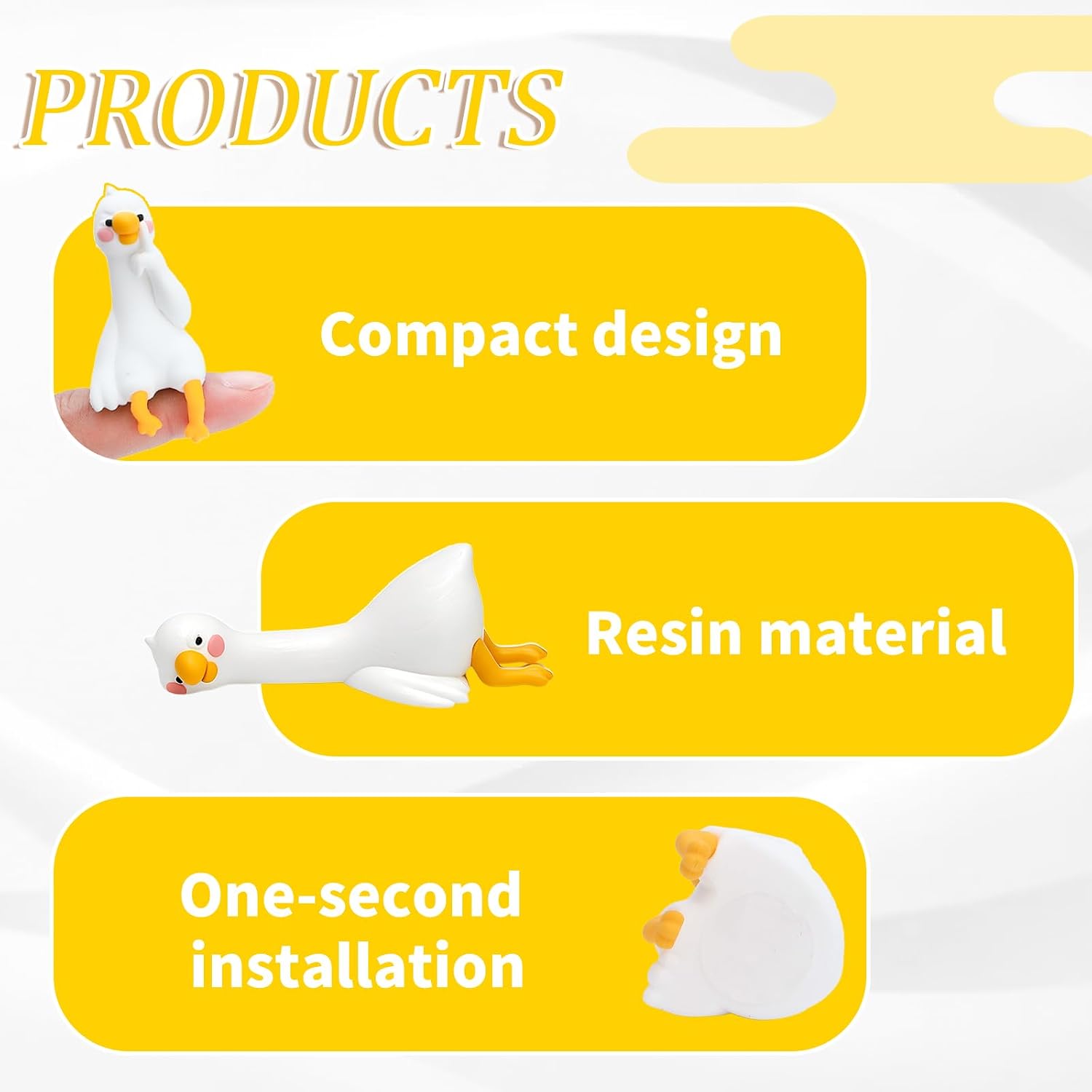 ONEST 10 Pieces Mini Resin Goose Cute White Tiny Goose Statue for Desk Car Dashboard Home Decor Mini Animal Sculpture for DIY Micro Landscape Cake Topper Party Supplies