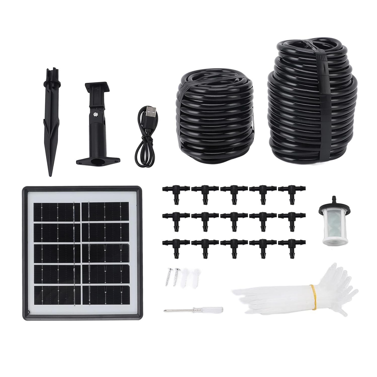 Photo voltaic Drip Irrigation Equipment | Automated Watering System for Crops | DIY Photo voltaic Powered Equipment for Backyard/Greenhouse/Balcony | 2000mAh Battery, 15 Drip Arrows