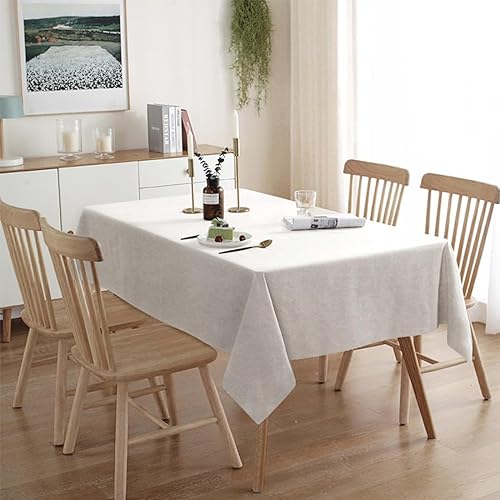 Vista 93 de Mantel rectangular de 57 x 118 pulgadas, lino sintético, sin arrugas e impermeable, color beige, rectangular, Navidad, Acción de Gracias, otoño