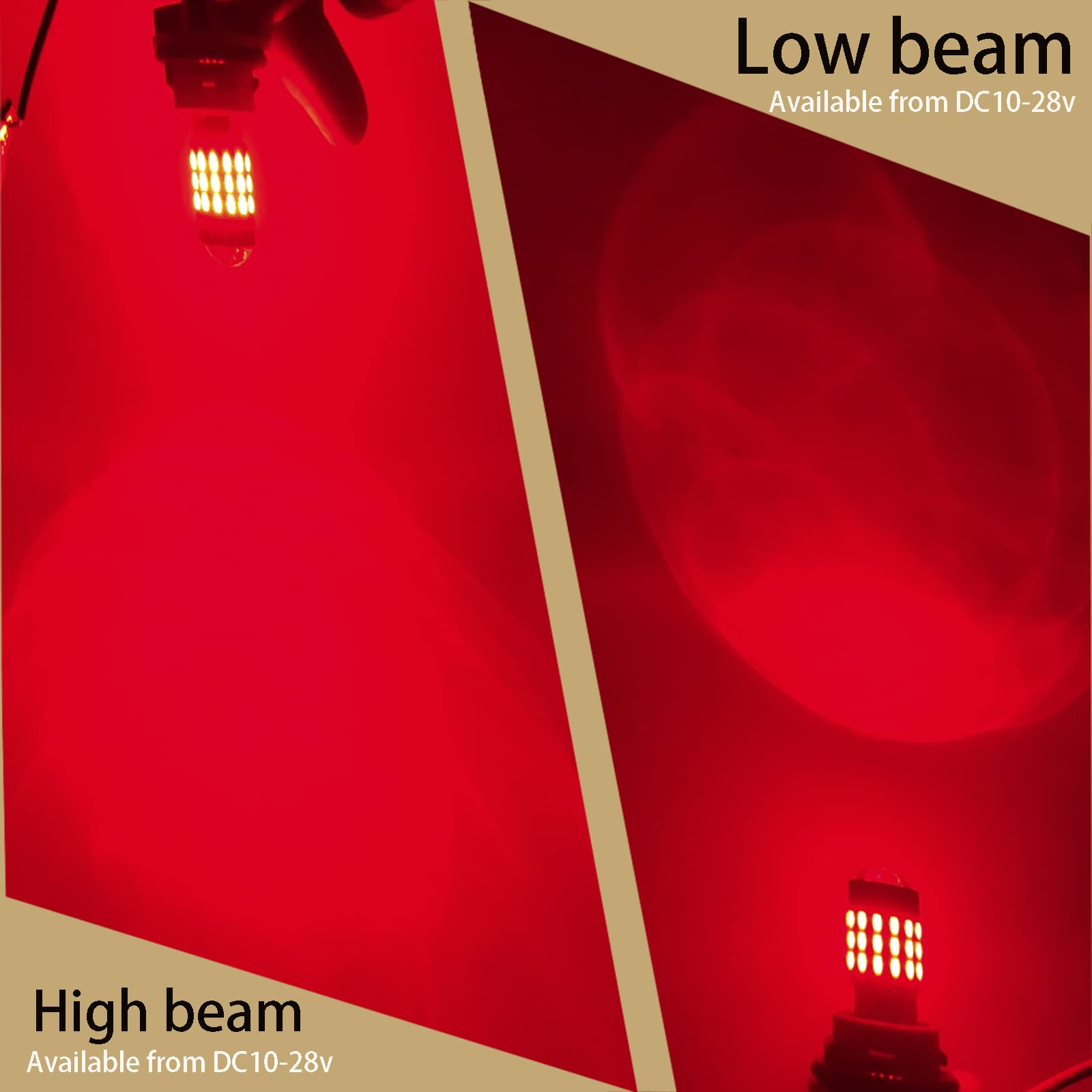 Wiseshine 2057 1157 BAY15D P21/5W 1157R 2357R 1016 2357 2397 7528 Red 54smd 3014 12V-24V Super Bright LED for Brake Tail Rear Stop Parking Light Bulb Bulbs of Cars Trucks Motorcycles(pack of 4)