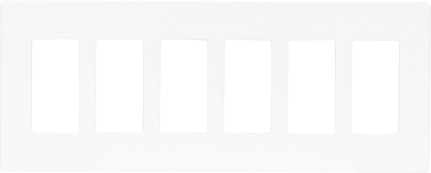 Eaton 9526WS ASPIRE Screwless Wallplate, 6-Gang, White Satin
