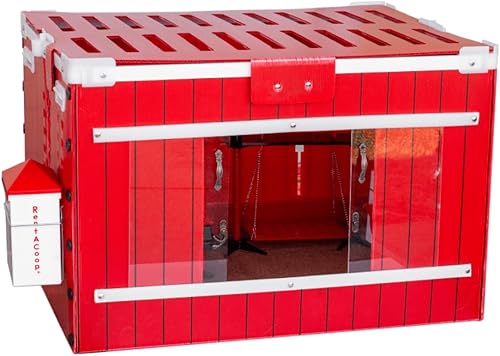 RentACoop Little Red Barn - Juego de criadores de pollitos, duradero, ligero, fácil de limpiar, multiusos, con placa calefactora, alimentador,