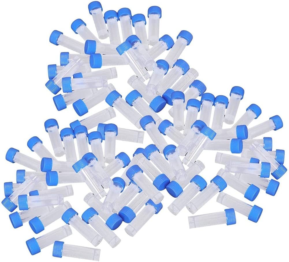 Chillers Provette in plastica Trasparente con Tappo a Vite Blu, 5ml provetta in plastica Trasparente provetta da centrifuga provetta provetta barattoli di spezie (Size : 300pc)