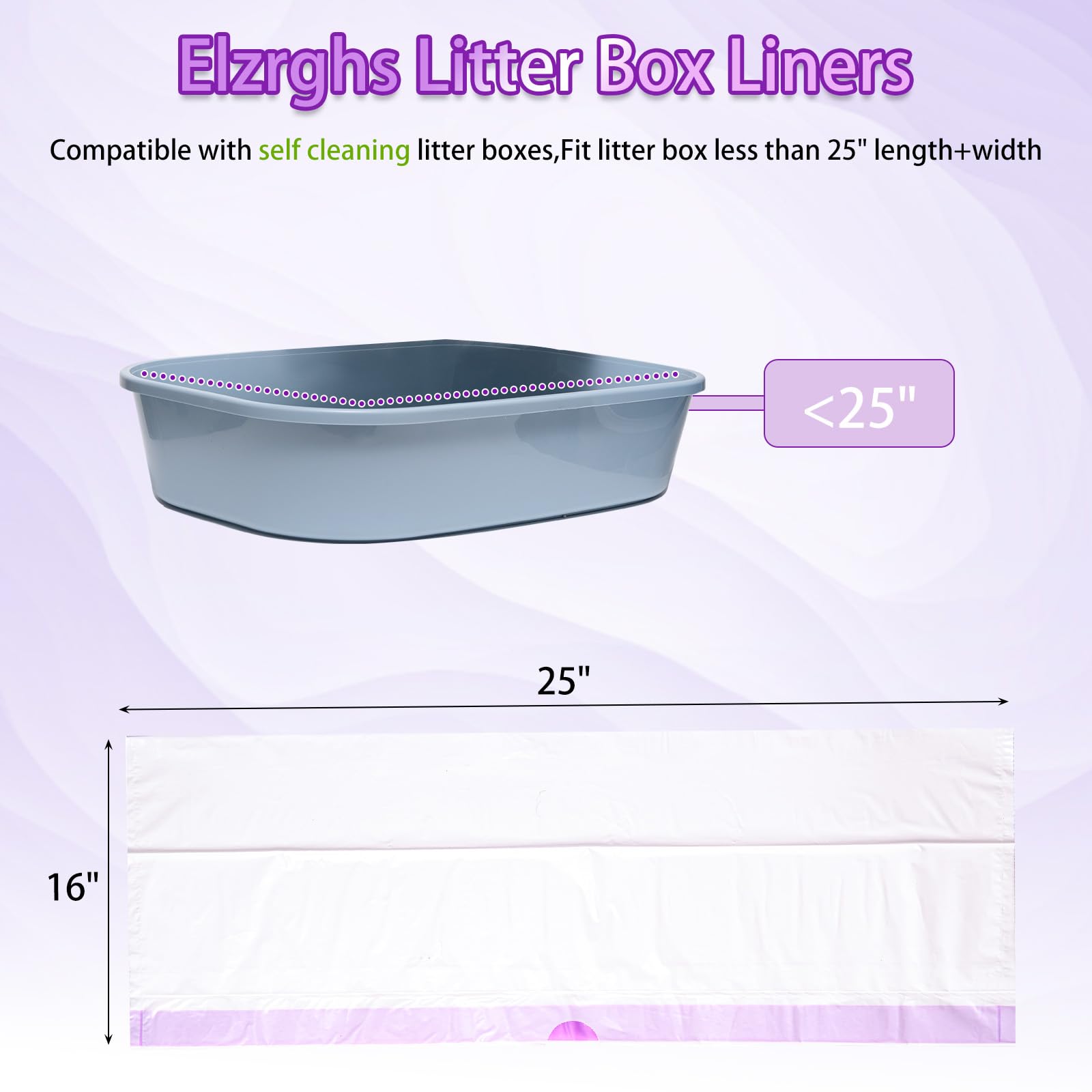 Elzrghs Paquete de 100 bolsas de basura con cordón para gatos compatibles con Litter-Robot 3/4, bolsas de basura resistentes para autolimpieza automática de caja de arena