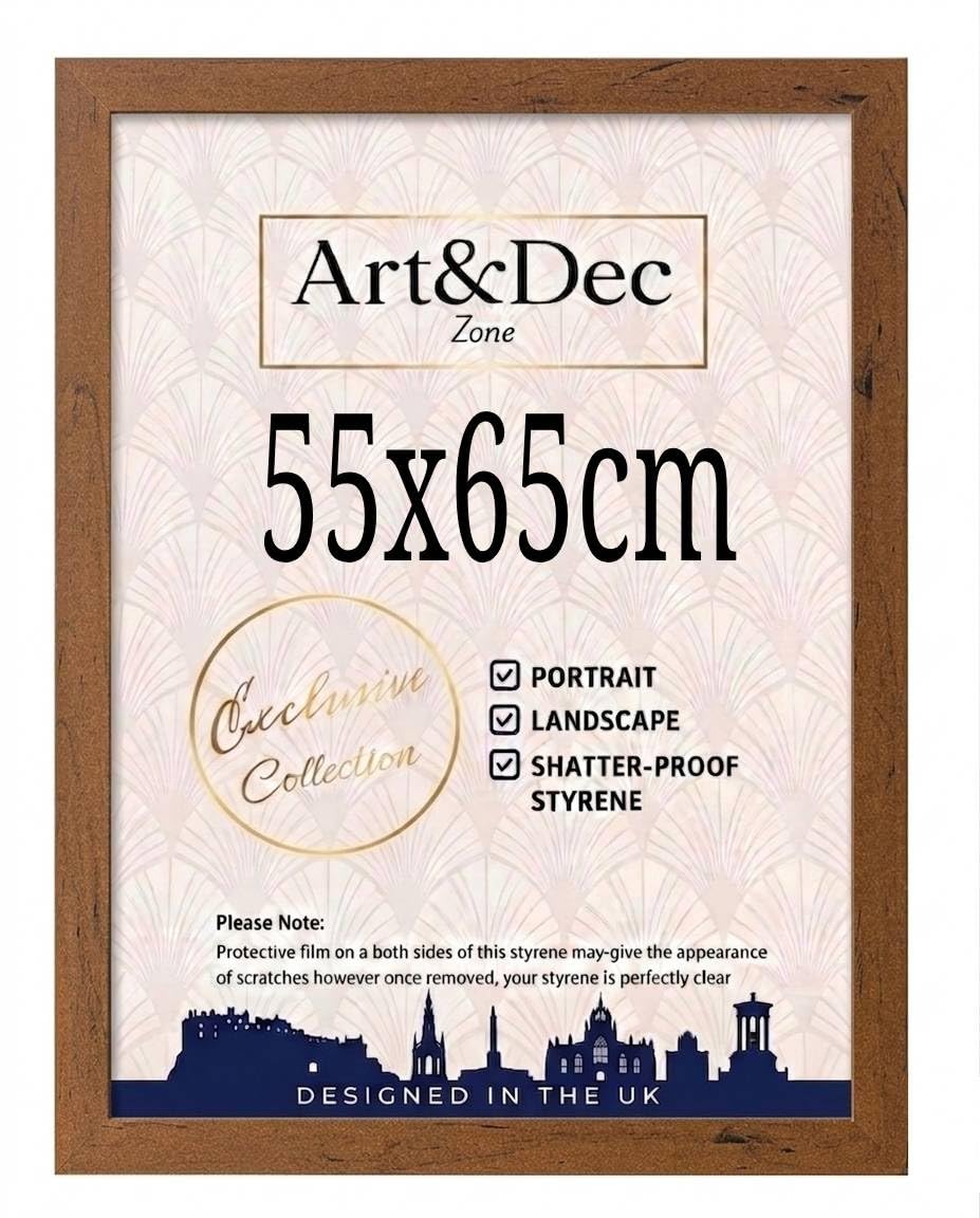 Art & Dec Zone® Elegant Walnut Wood Finish Frame 55x65 cm MDF Picture Frame with Shatterproof Acrylic - Wall Hanging Poster Home & Office Decor — image 1