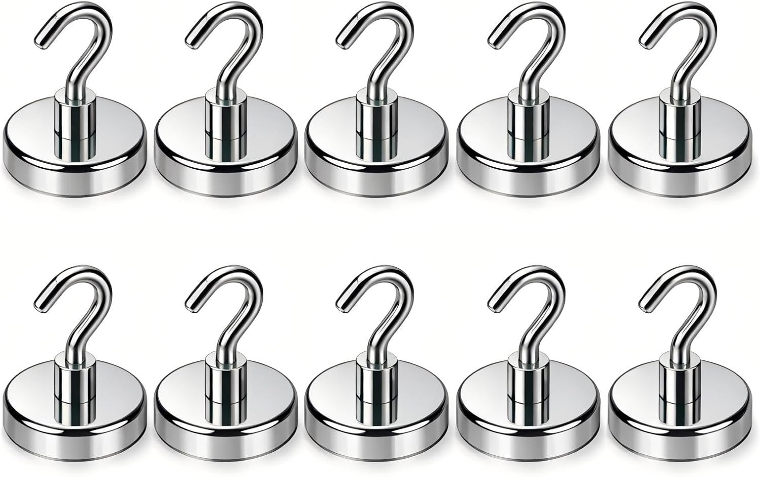 Magnetic Hooks 10 Packs, 50Lbs Strong Magnetic Hooks, 10 Pcs Strong Locker Magnetic Hooks for Hanging