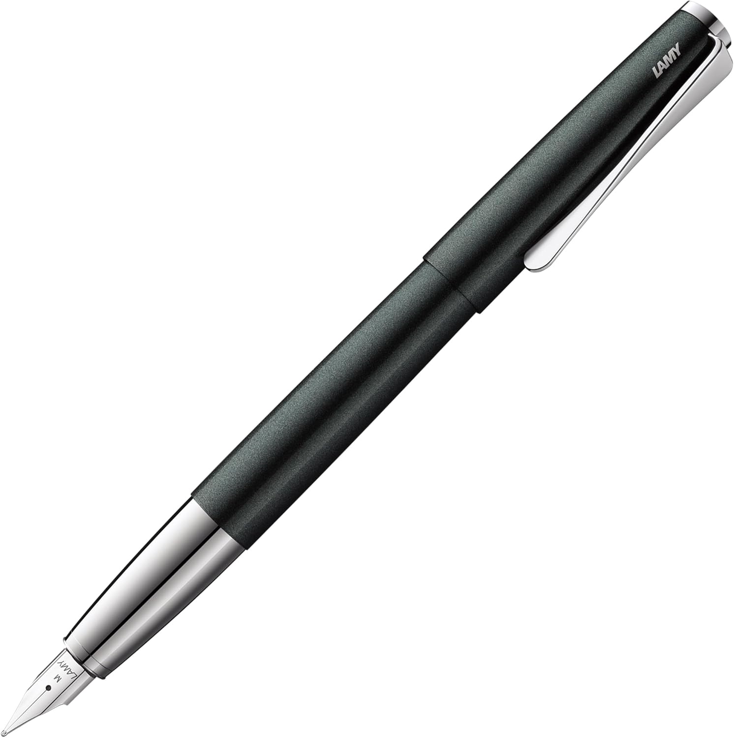 Lamy Studio 069 Fountain Pen - Stainless Steel Fountain Pen in Black/Green Varnish Finish with a Polished Stainless Steel Grip - Polished Silver Steel Nib - Nib Size EF