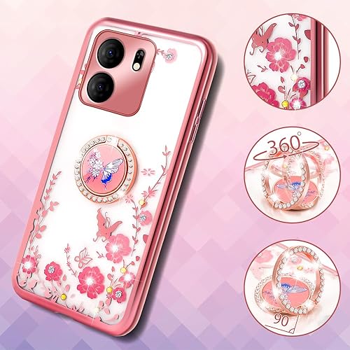 Miniatura 3 de nancheng Funda para teléfono BLU View 5 (B160V) de 6.56 pulgadas, linda funda de silicona suave para niñas y mujeres, con anillo de soporte, correa