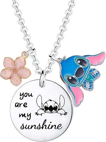 Waeceip Collar de puntada, bonito collar de puntada, regalos para niñas, hija, hijo, amigos, regalos You Are My Sunshine Stitch, decoración de