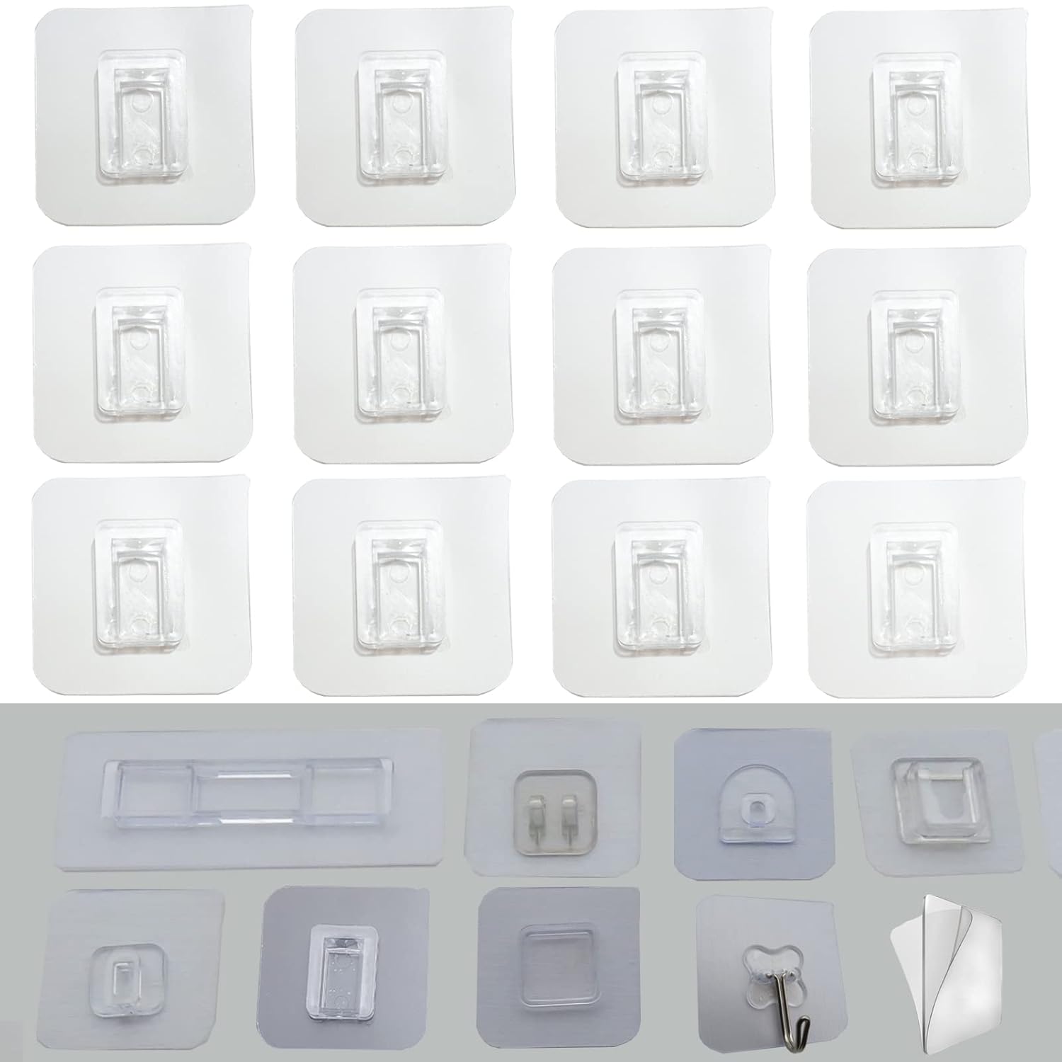 CARURLIFF 12 PCS Wall Mounted Replacement Sticky Pads for Kitchen Bathroom Shower Caddy Organizer Rack Holder Nail Free