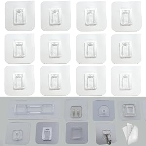 CARURLIFF 12 PCS Wall Mounted Replacement Sticky Pads for Kitchen Bathroom Shower Caddy Organizer Rack Holder Nail Free