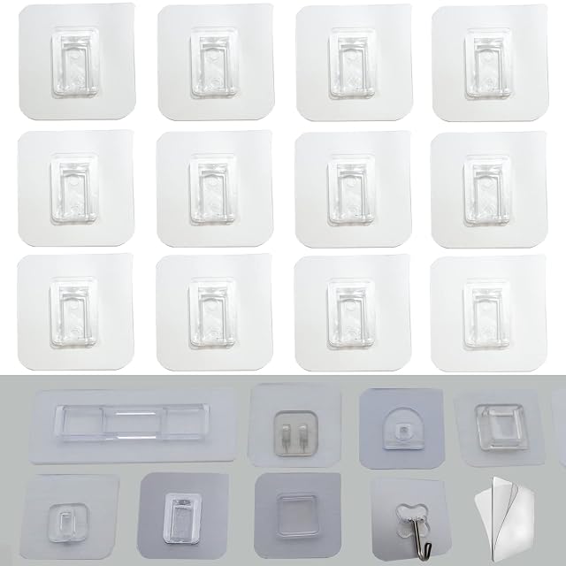 CARURLIFF 12 PCS Wall Mounted Replacement Sticky Pads for Kitchen Bathroom Shower Caddy Organizer Rack Holder Nail Free