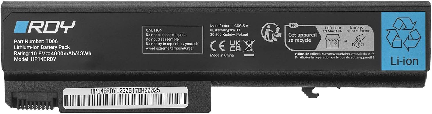 Batterie Remplacement HSTNN-XB69 593578-001 10.8V 5200mAh Pour HP 8440P 6550B