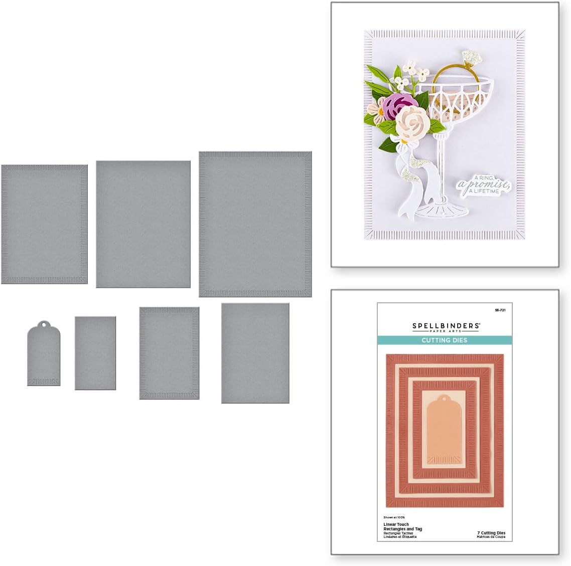 Spellbinders S5-721 Linear Touch Rectangles and Tag Etched Dies from The Happier Hour Collection