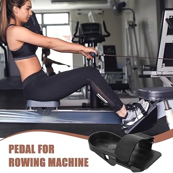 1pair Exercise Rowing Machine Pedals Replacement Parts Adjustable Indoor Rower Flat Anti-Skid Foot Pedals for Home Gym Fitness Equipment