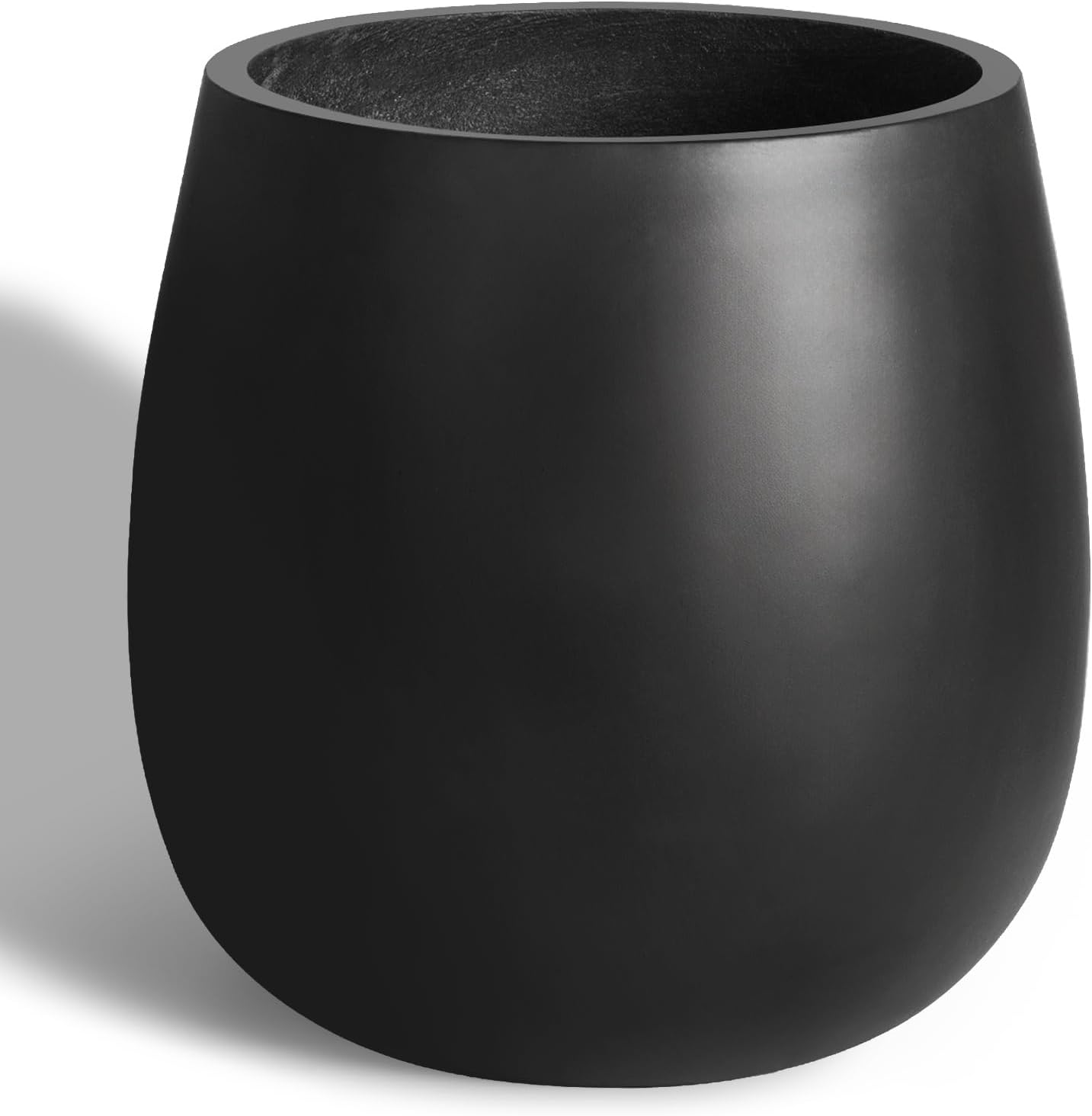 Heyzier Oval Black Concrete Planters - Large Tall Cement Flower Pots for Outdoor Indoor Plants, Garden Patio Durable