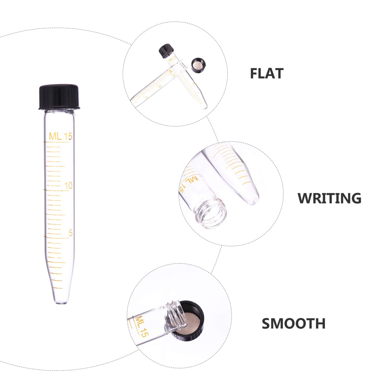 Tubes centrifuger Coniques 10 pièces, Tubes essai Verre 15ml avec Bouchon vis pour Laboratoire, ADN Humain Non pyrogène sans DNase/RNase
