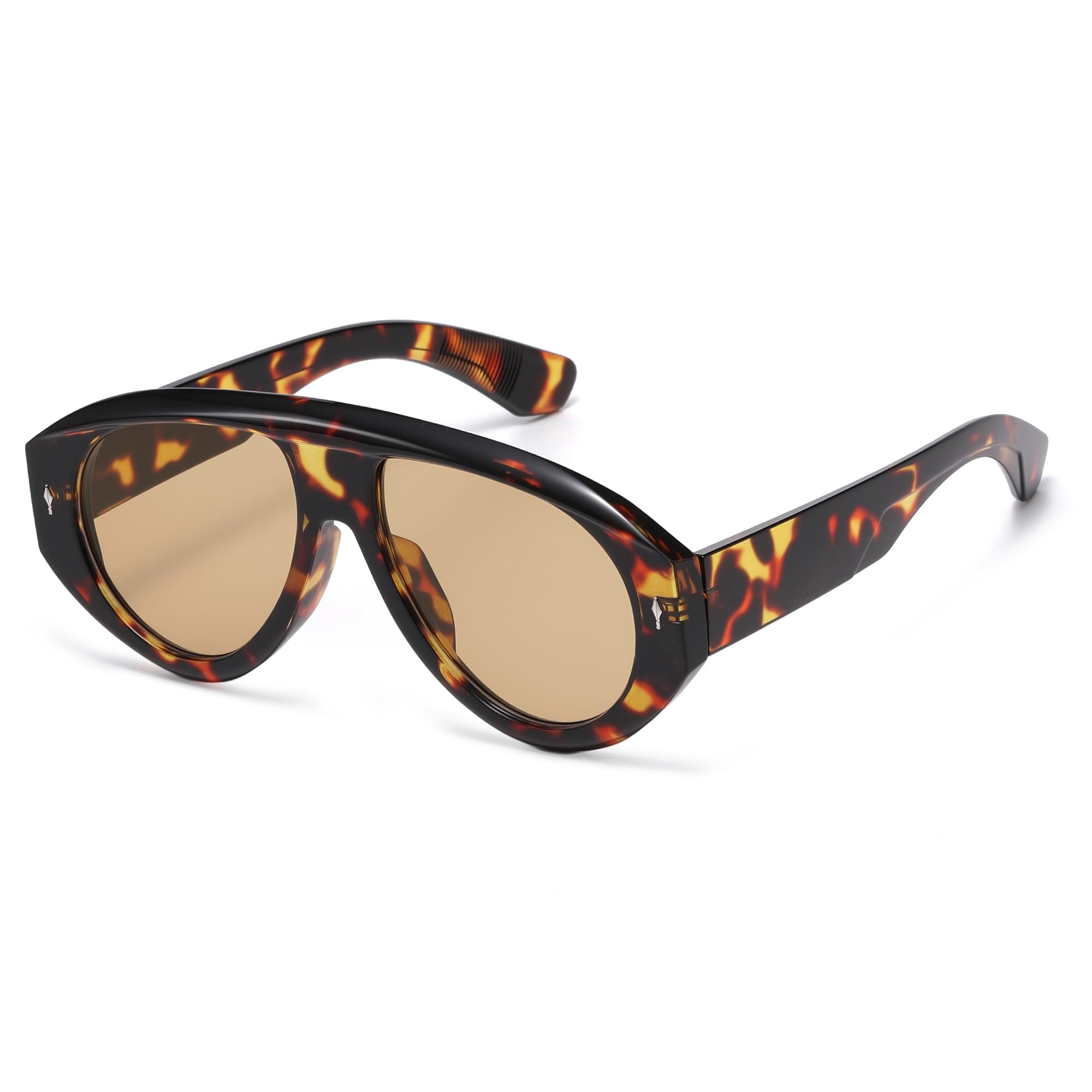 VANLINKER 2026 Trendy Oversized Retro Vintage Aviator Sunglasses for Women Men Designer Shades VL9936,Tortosie Frame Brown Lens