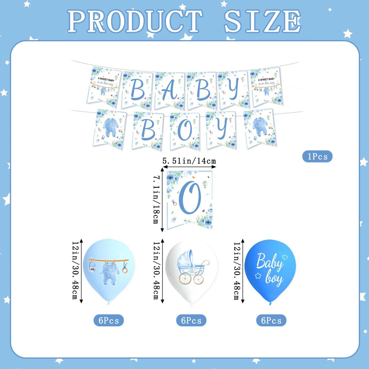 Blue Baby Boy Shower Decorations, Baby Boy Banner Blue White Balloons Banner Hanging Swirls Welcome Baby Banner Baby Shower Decorations Gender Reveal Decor A Sweet Baby is on His Way Party Supplies - Image 3