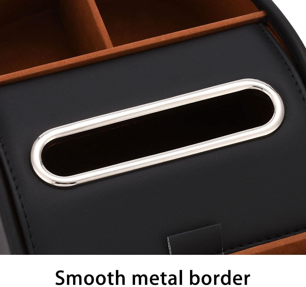 JSCARLIFE Car Seat Organizer with Cup Holder & Tissue Storage, Multifunctional Leather Car Organizer for Front Seat Back Seat - Waterproof Auto Storage Bag for SUV Truck Van Travel Accessories