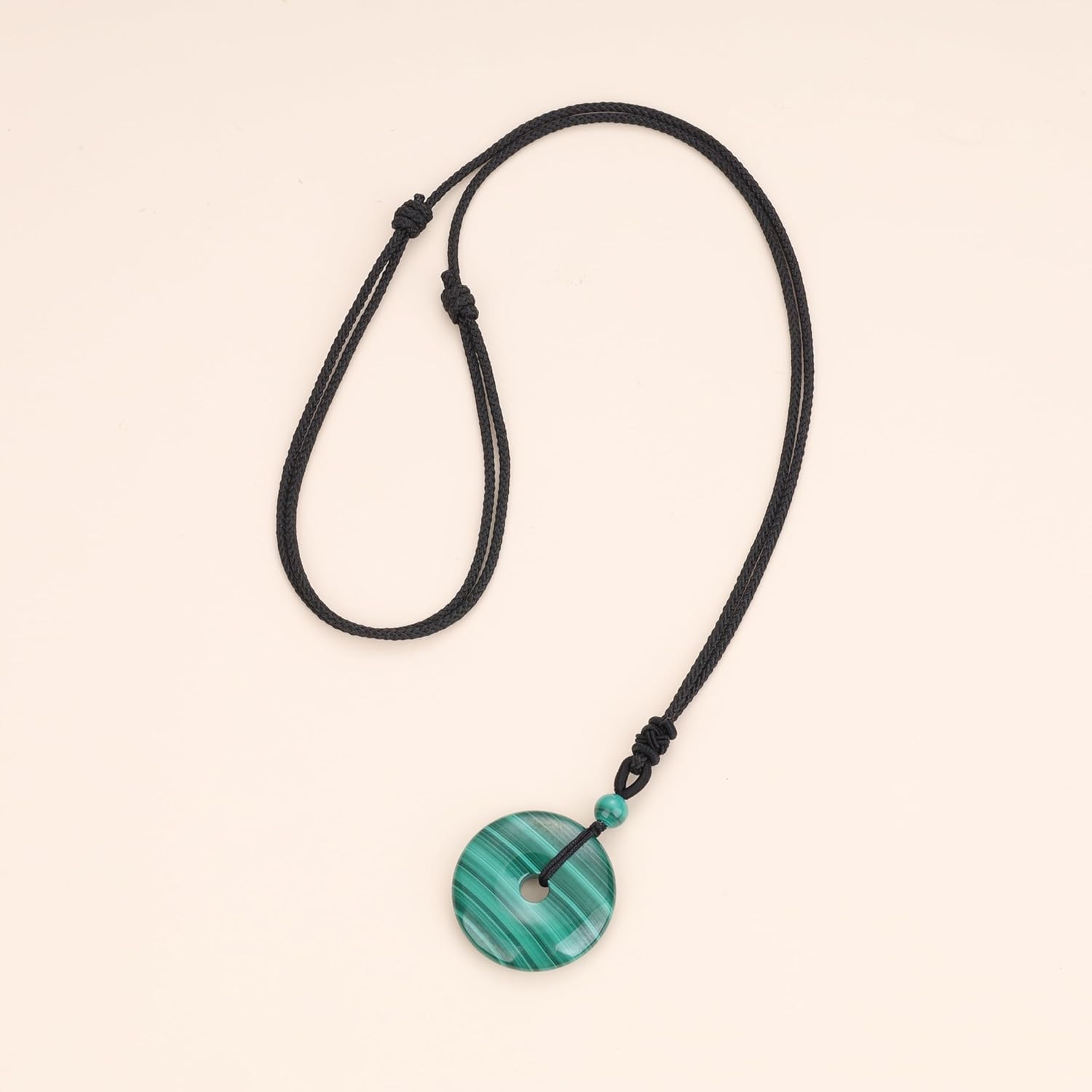 AmorWing Adjustable Round Donut Malachite Pendant Grounding Stone Protection Necklace - Image 5