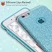 MATEPROX Compatible with iPhone 6s Case Compatible with iPhone 6 Case Glitter Slim Bling Crystal Clear 3 Layer Hybrid Protective Case (Blue)