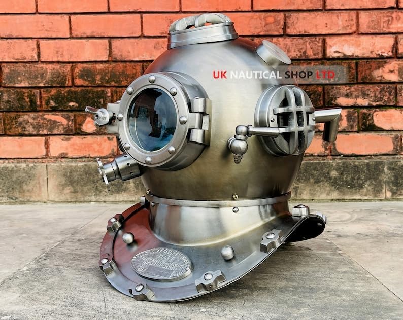 Nautical Scuba Diving Helmet with Black Base U.S Navy Mark V Deep Sea Marien Divers Helmet