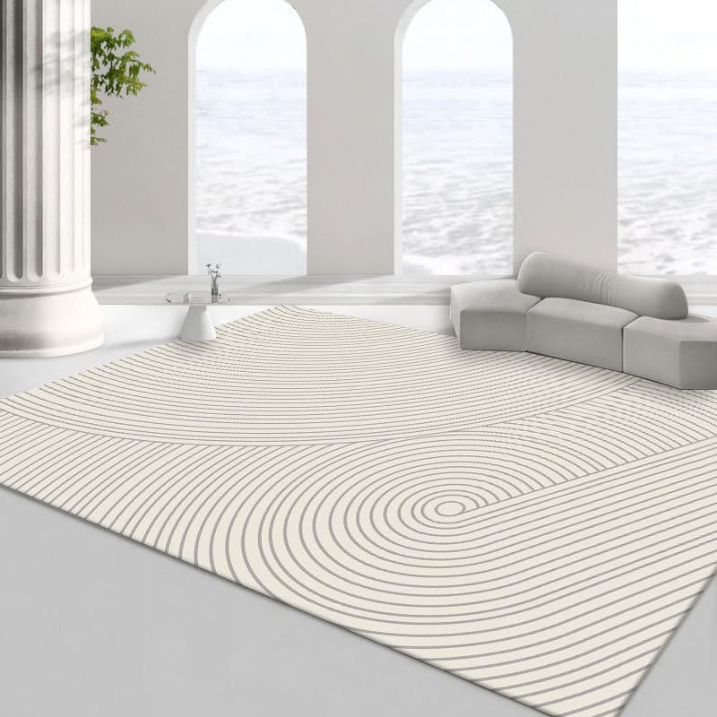 Tapis antidérapant doux 180x280cm lavable et sécurisé pour grand salon beige