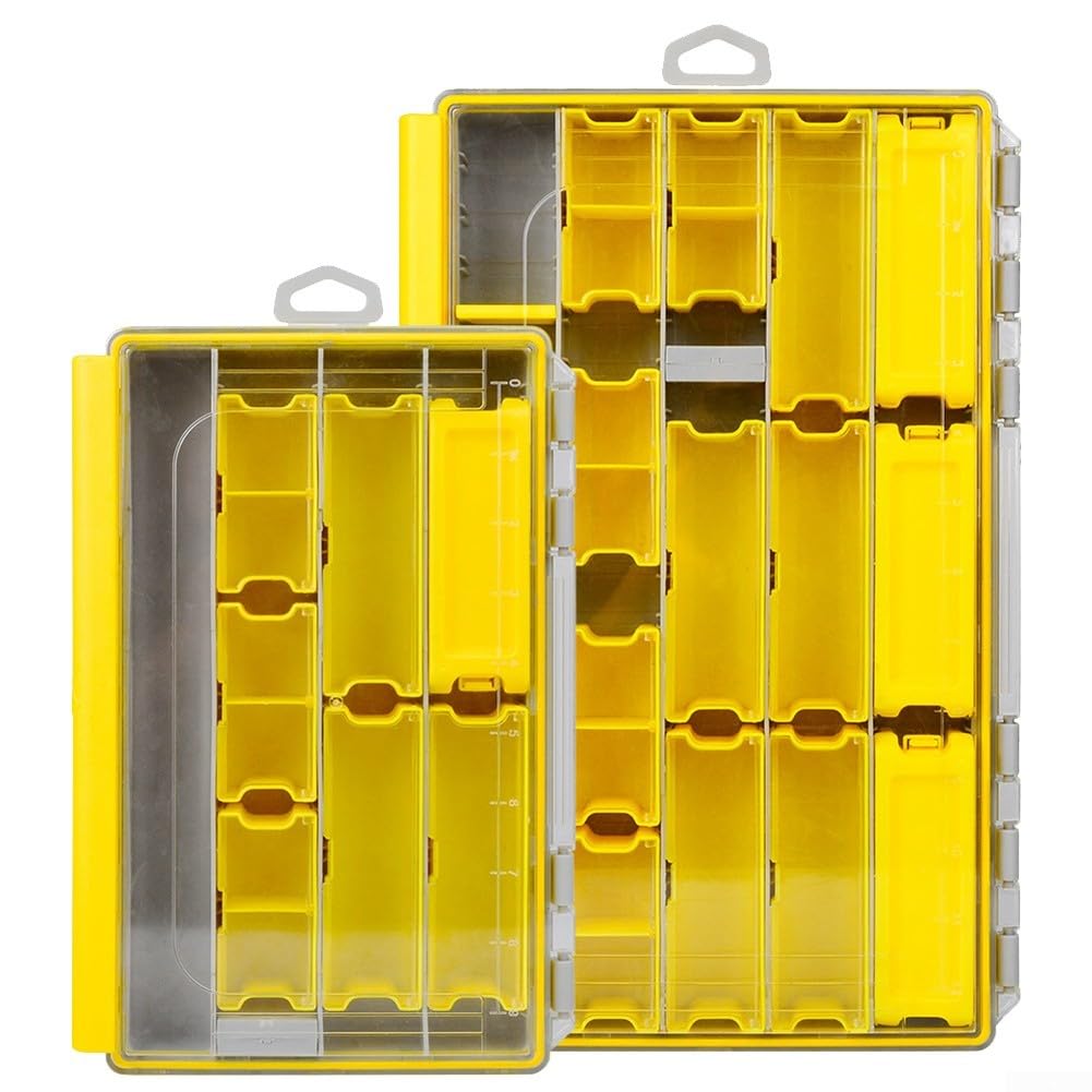 Caja de aparejos de pesca de una sola capa con separadores precortados, tapa transparente, caja de almacenamiento de polipropileno para anzuelos, cebos, plomos, señuelos, contenedor