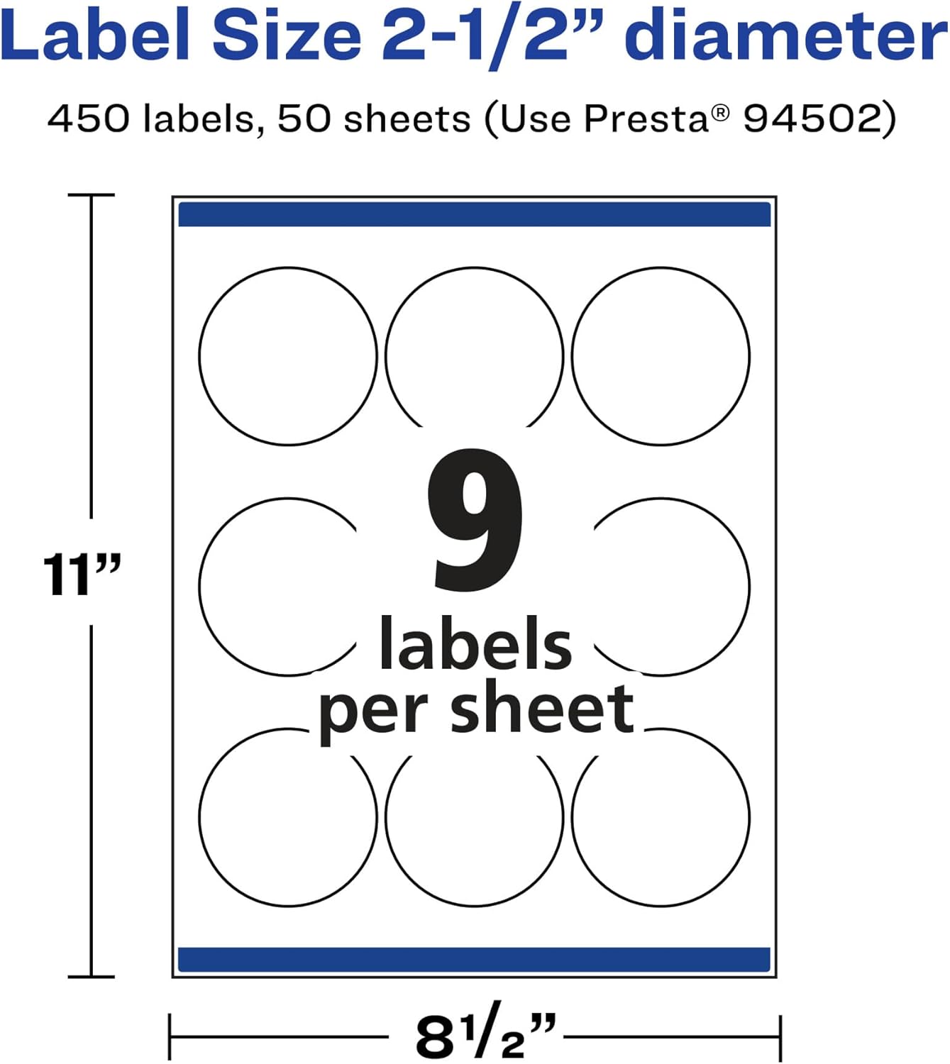Avery Glossy Clear Round Labels, Sure Feed Technology, 2.5" Diameter, 450 Glossy Clear Labels, Print-to-The-Edge, Laser/Inkjet Printable