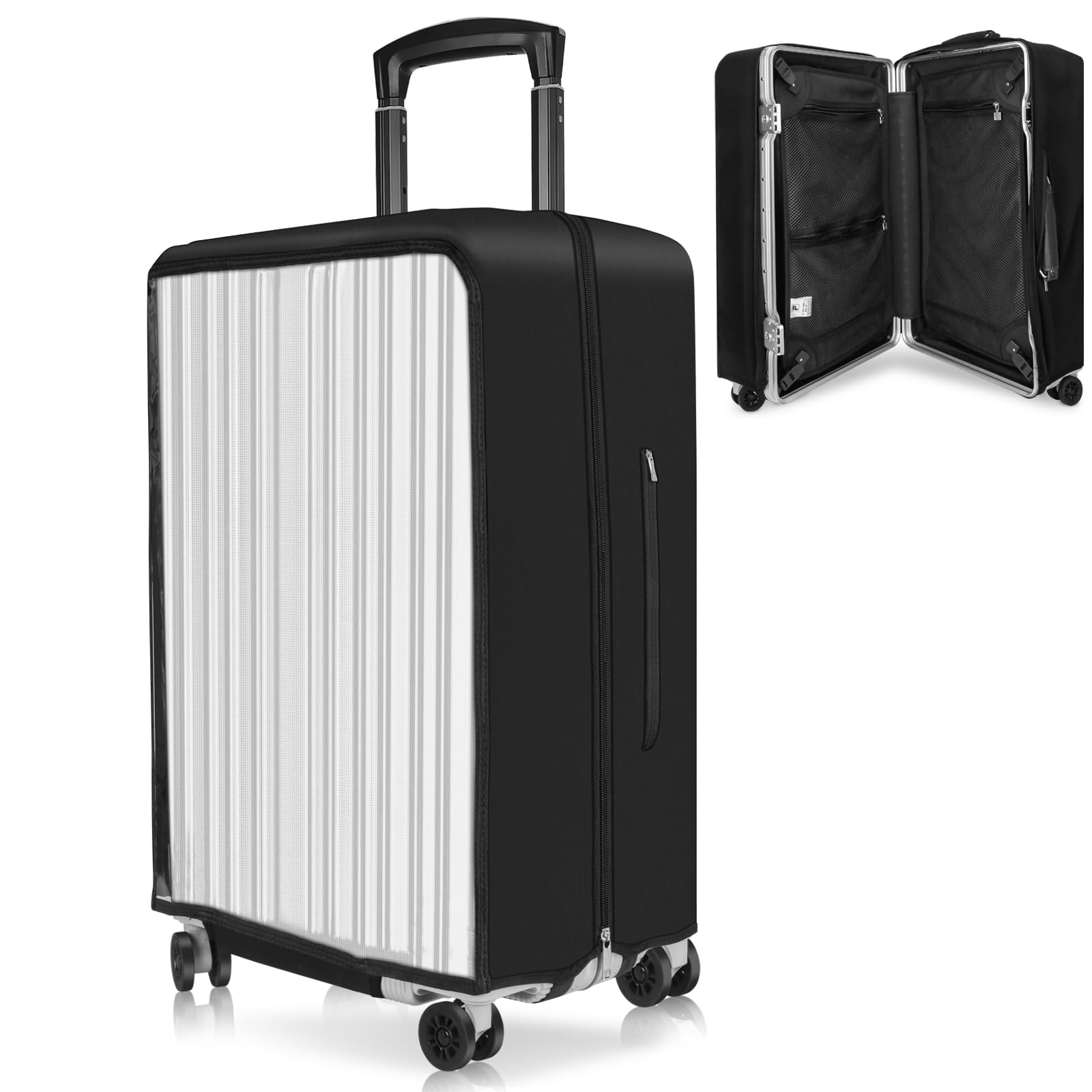 Yotako Upgrades Reißverschluss Transparent PVC Gepäckdeckel, Koffer-Abdeckungen Kofferhülle Reisekoffer Schutzhülle Wasserdicht Waschbar Kratzschutz 24zoll(21.65''H x 17.32''L x 10.23''W)