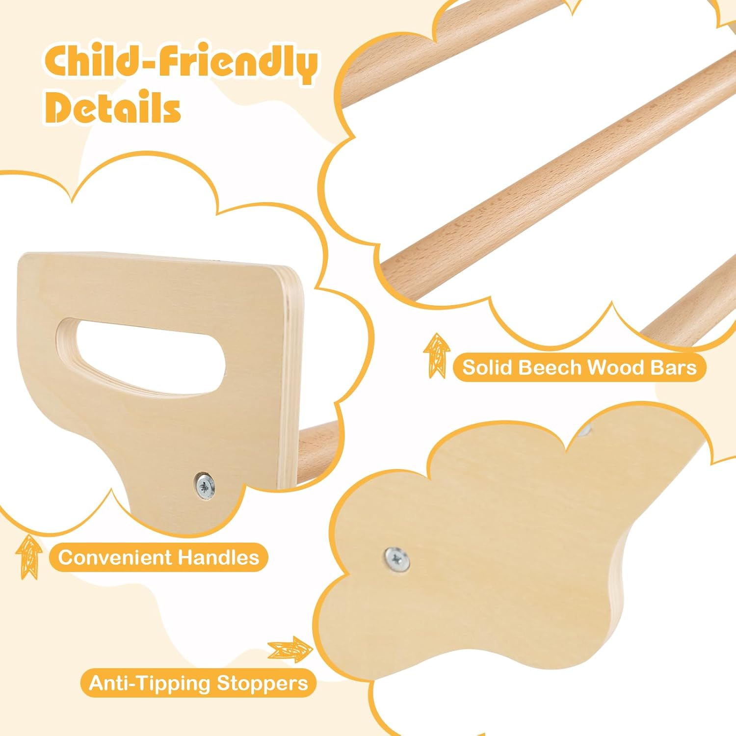 Costzon Wooden Arch Sensory Table for Kids, 8 in 1 Montessori Climbing Gym with Collapsible Storage Bin, Wooden Rocker Toy Learning Playset for Children 3+ Years Old Gifts (Large)