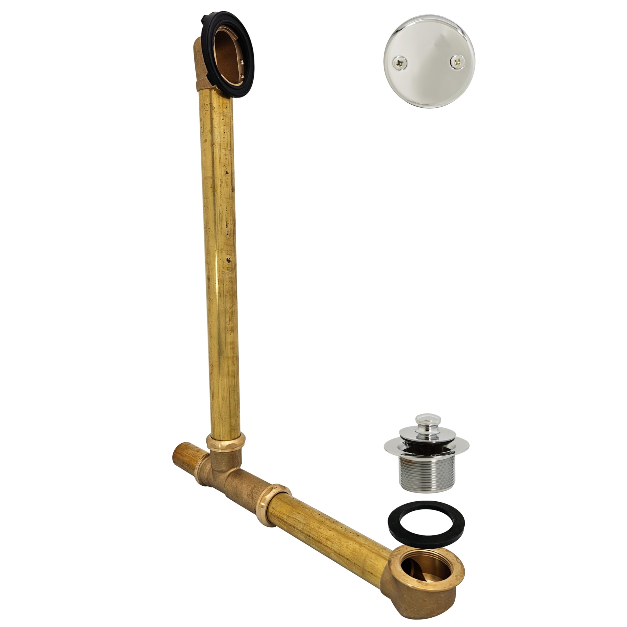 Vidage de baignoire Westbrass Twist & Close trop-plein 2 trous nickel poli