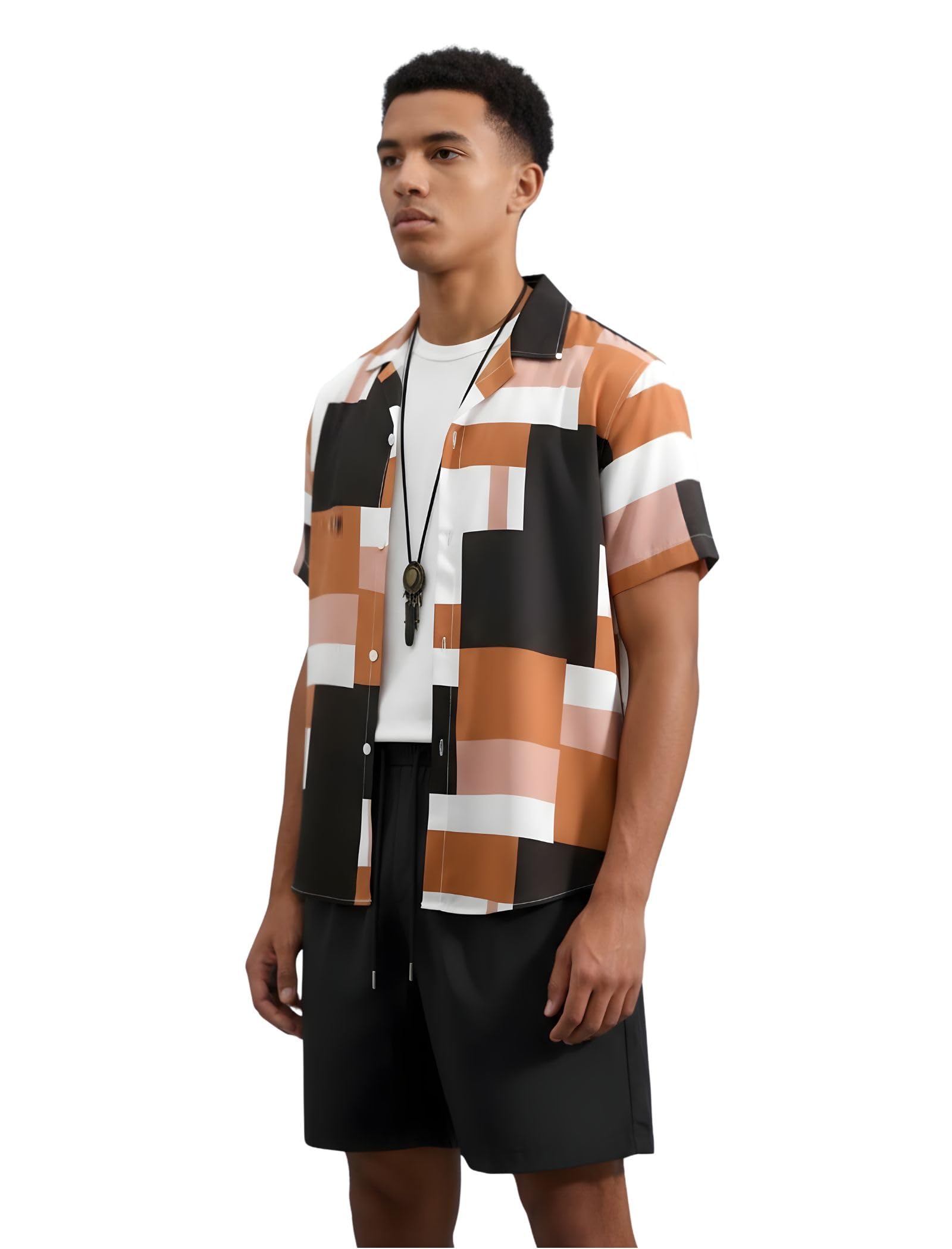 Lycra Blend Men’s Printed Co-Ord Set, Night Suit Shirt & Shorts Set, Comfortable Pyjama Set for Sleepwear Lounge & Relaxation-image-13