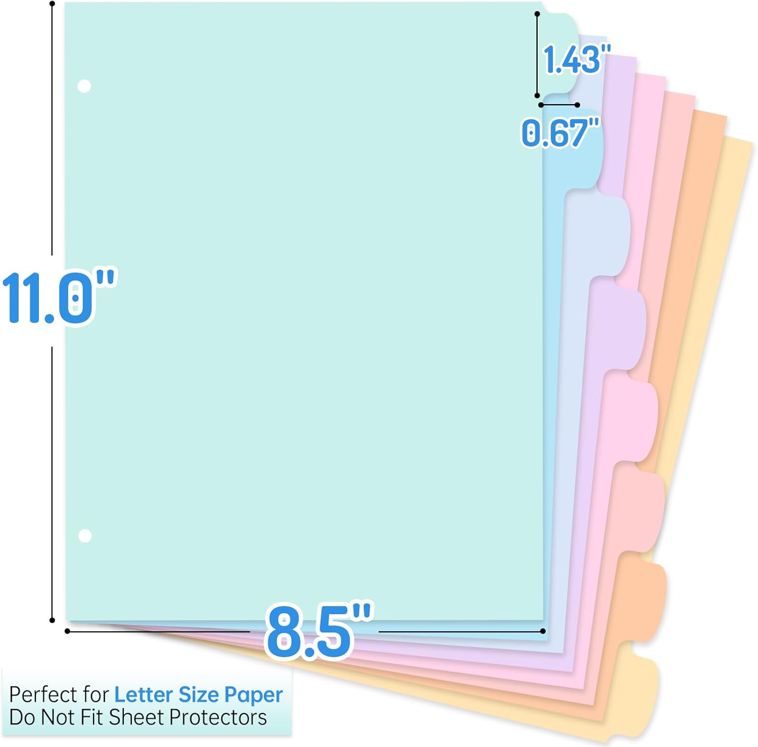 Forvencer 8-Tab Binder Dividers with Tabs, Big Tabs, Write&Erase Plastic Dividers for 3 Ring Binder, Binder Tabs for Organizers, 3 Ring Binder Dividers with Tabs for School Office (Pastels, 2 Set) - Image 2