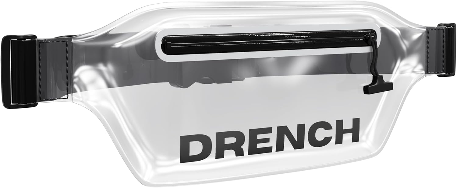 Drench 100% Waterproof Bag, Touchscreen Fanny pack, Transparent Cell Phone Case for Beach Essentials, IPX8 Underwater Pouches with Convertible Straps for Swimming and More, Fits iPhone Pro Max 15 SUP