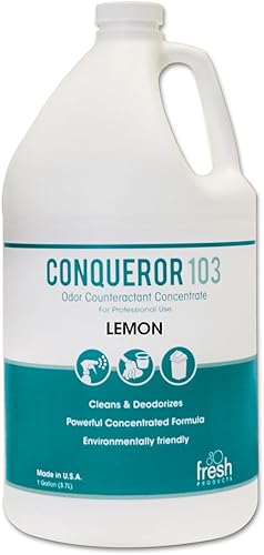 Fresh Products 1WBLE Conqueror 103 Concentrado contrarrestante de olores, limón, botella de 1 galón, 4cartón (FRS1WBLE)