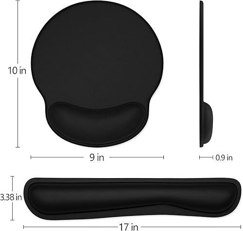 Miniatura 6 de Dapesuom Reposamuñecas para teclado y alfombrilla para mouse con soporte de muñeca, reposamuñecas de espuma viscoelástica para teclado y mouse,