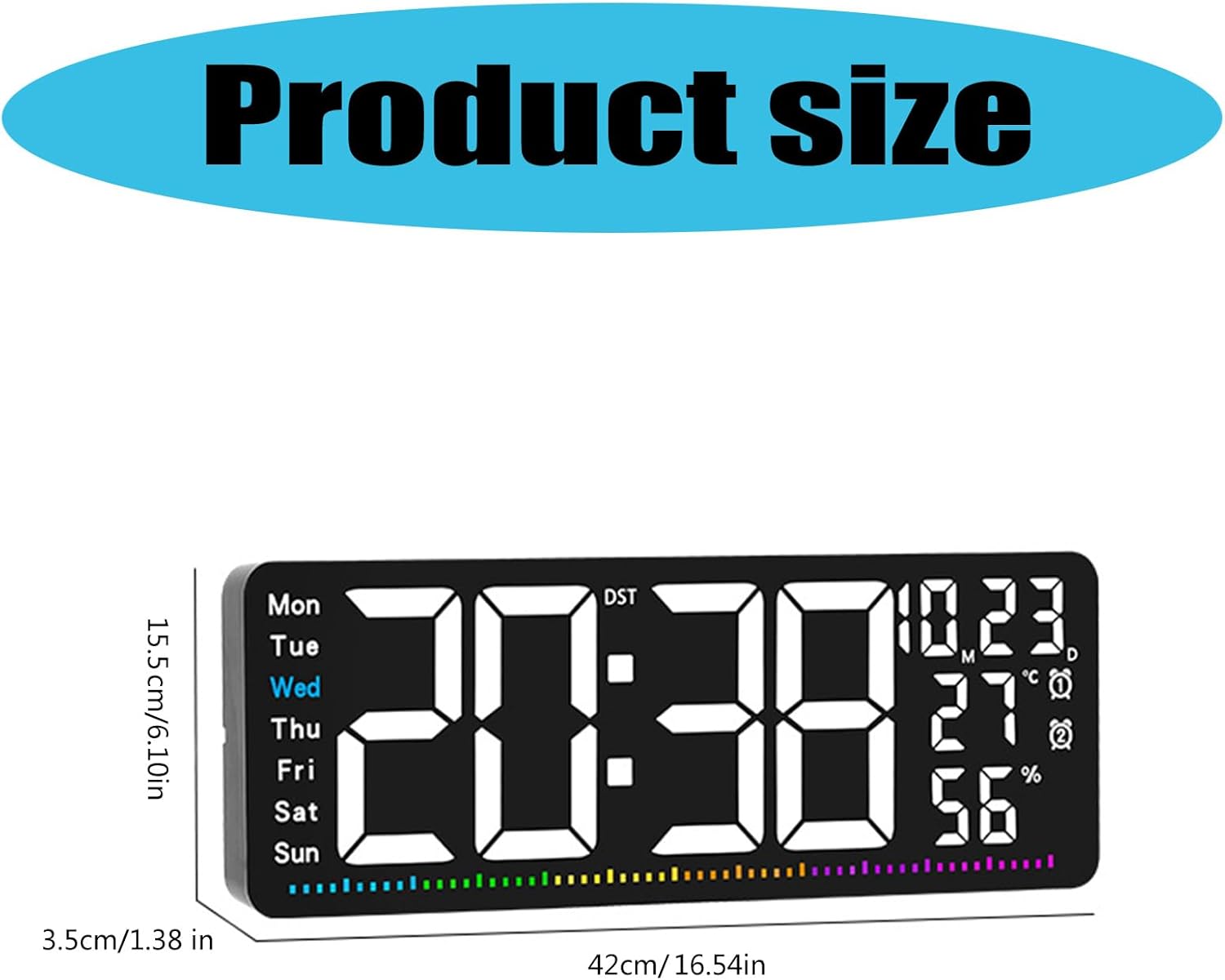 Amazon.co.jp: Koolertron デジタルLED時計 デジタル時計 レトロ 寝室用目覚まし時計 リモコン操作付き 置き時計 調光  /12/24時間/日付/曜日/温度付き USB給電 見やすい 3M電源コード (13" グリーン) : ホーム＆キッチン コンテンポラリー LED 電子時計 日付と温度表示 デスクやナイトスタンド用 操作が簡単