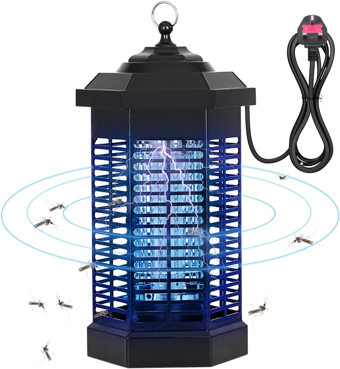 20W UV Lamp Electric Bug Zapper, Indoor Outdoor Insect Mosquito Killer, Fly Trap Zapper, Bug Lamp Light for Home, Restaurant, Office Garden Use, Powerful 4200V Grid, with a Removable Washable Tray