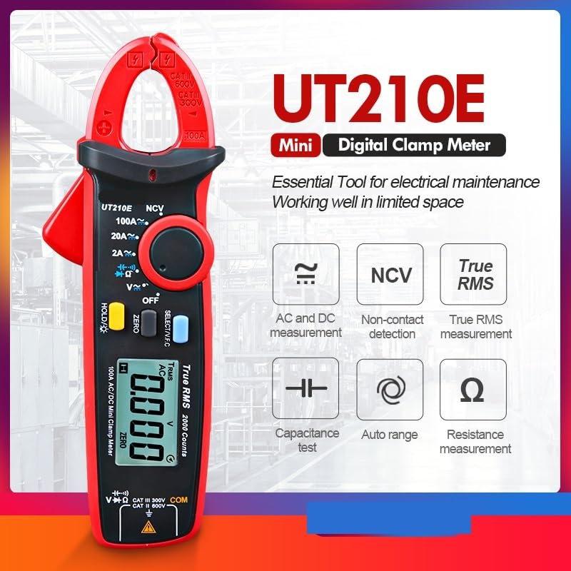 Mini miernik cęgowy UT210E cyfrowy True RMS AC/DC tester napięcia prądu VFC pojemność bezdotykowa