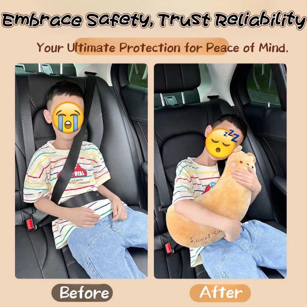 BNTR Car Seat Belt Pillow Stocking Stuffers Cute Toy Rabbit Safety Seatbelt Shoulder Pad Auto Accessory Neck Cushion Protector Seatbelt Shoulder Protector Sleeping Pillow Nice Gift (Banana)