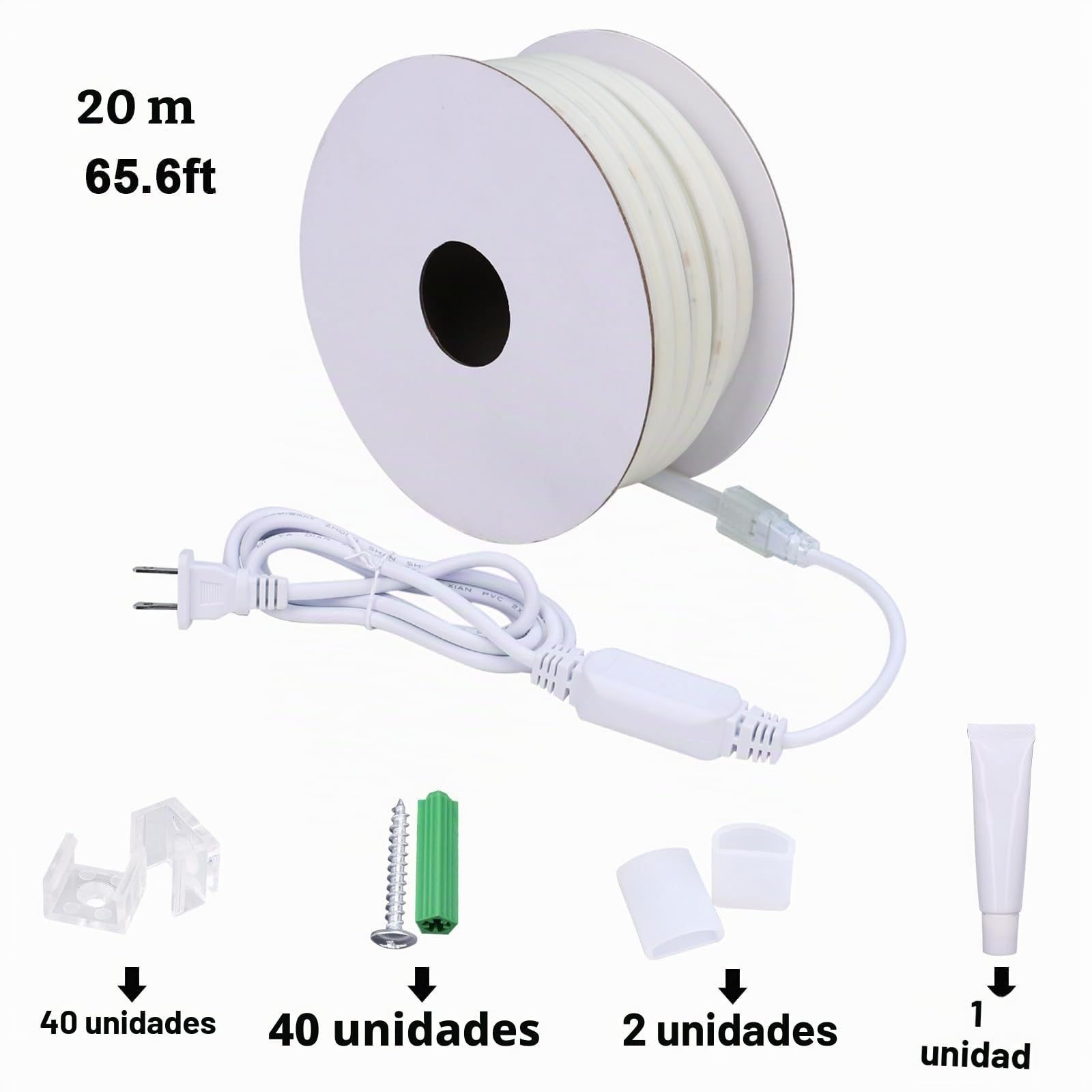 BENLUN Tira LED COB Exterior Impermeable 220V 230V 20 Metros, Luces LEDs | Rojo Luces LED IP65 10W/M CRI 90+ Flexible con Rectificador para Habitacion Techo, Iluminación Decorativa, Patio, Jardín