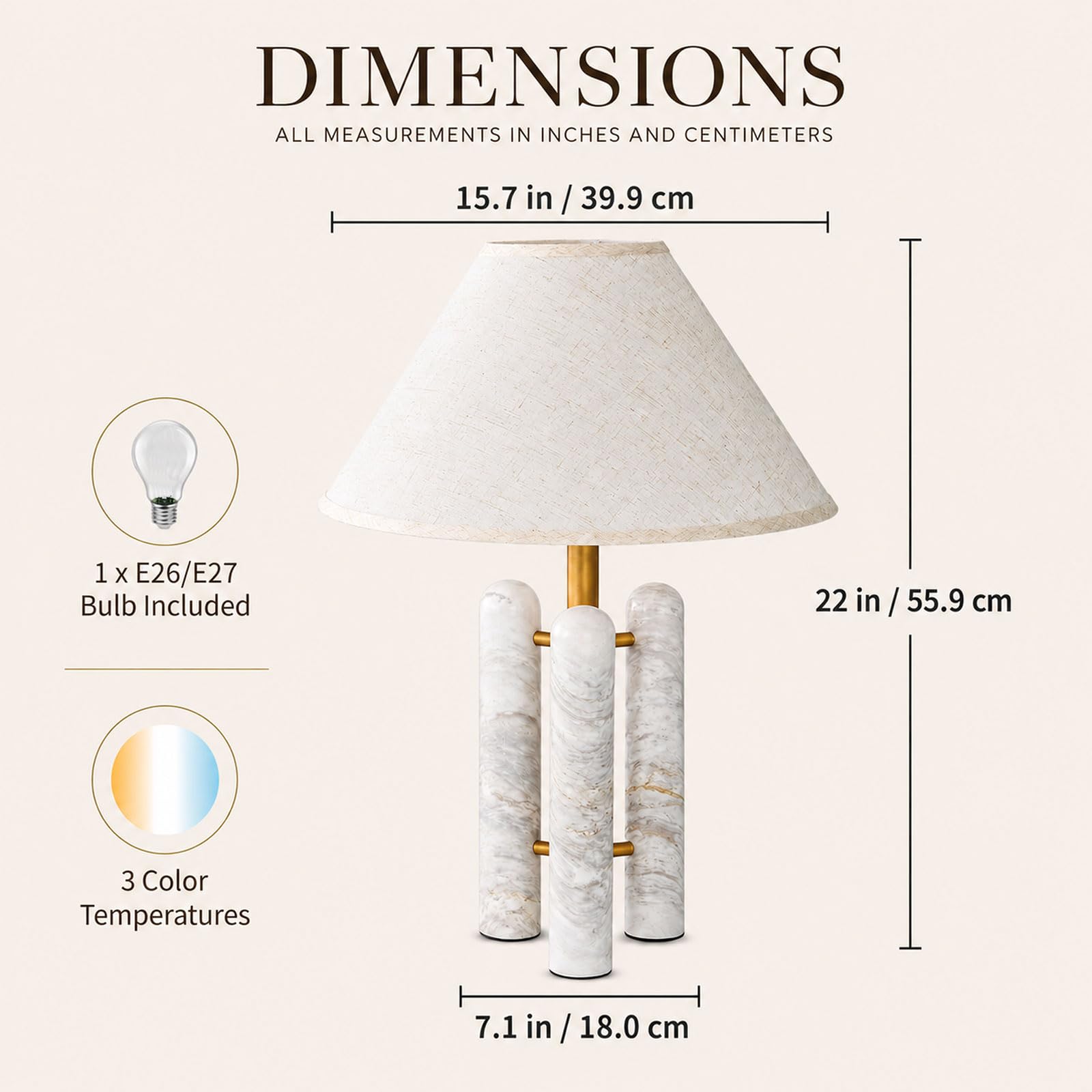 Lampada Da Tavolo In Alabastro Naturale 56 CM, Stile Mid-Century Modern, Vero Marmo; Comodino In Lino E27, Luce Notturna In Pietra A 3 Temperature Per Camera, Soggiorno, Ingresso E Ufficio