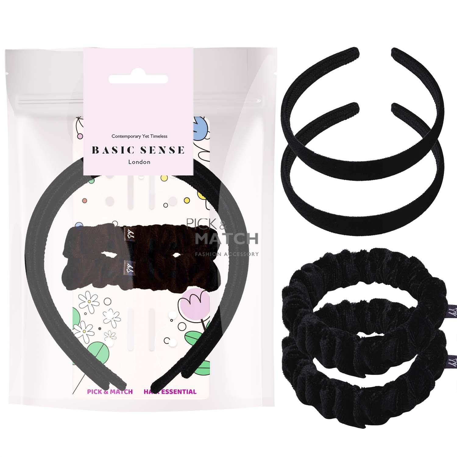 Basic Sense Girls Velvet Headbands & Scrunchies Set