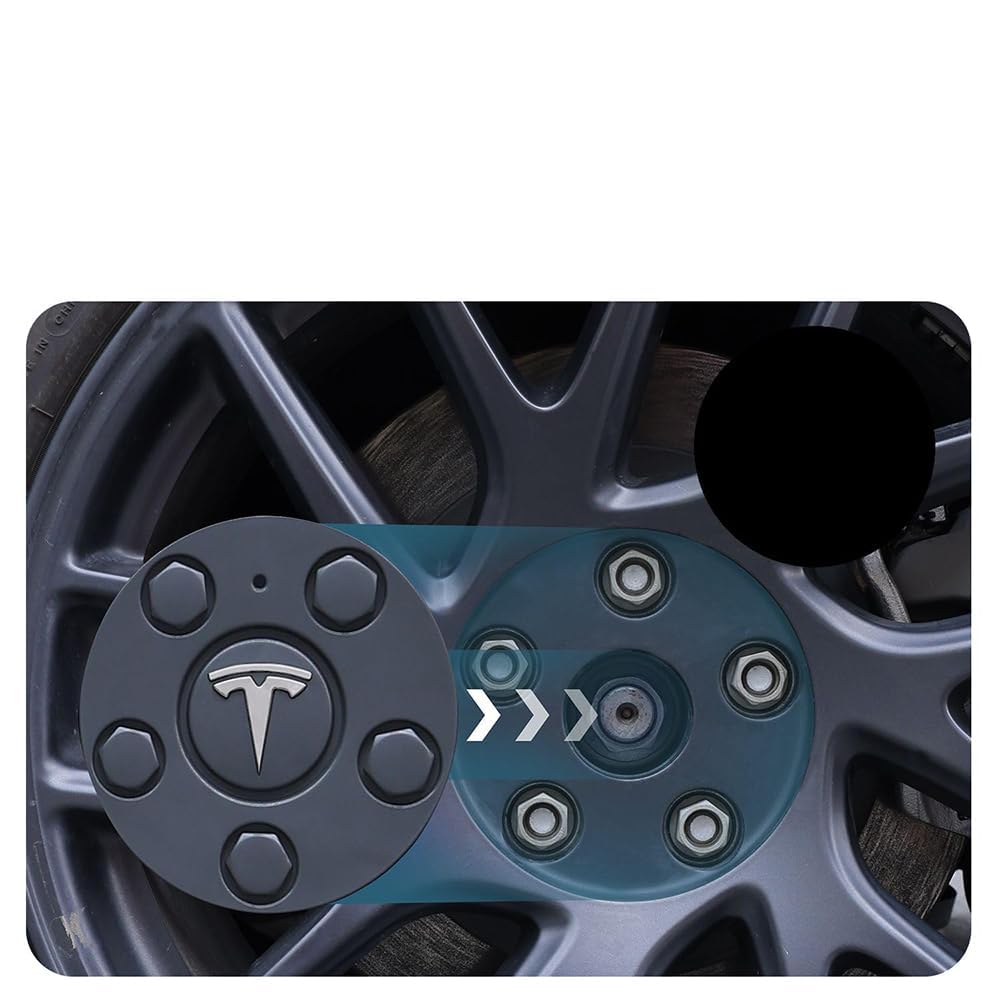 4 Pezzi Auto Coprimozzo per Tesla Model 3 Highland 2024, Coprimozzo Del Centro di Rotella Dell'auto Impermeabile Antipolvere Accessori per Lo Styling Del Logo Dell'Auto