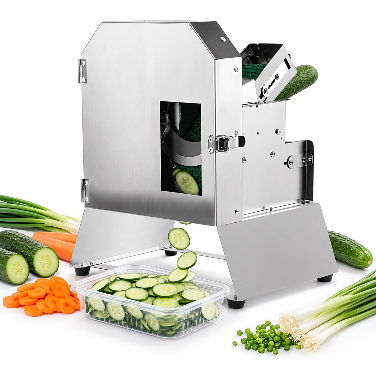 Cortadora de alimentos de acero inoxidable comercial con motor de 200W