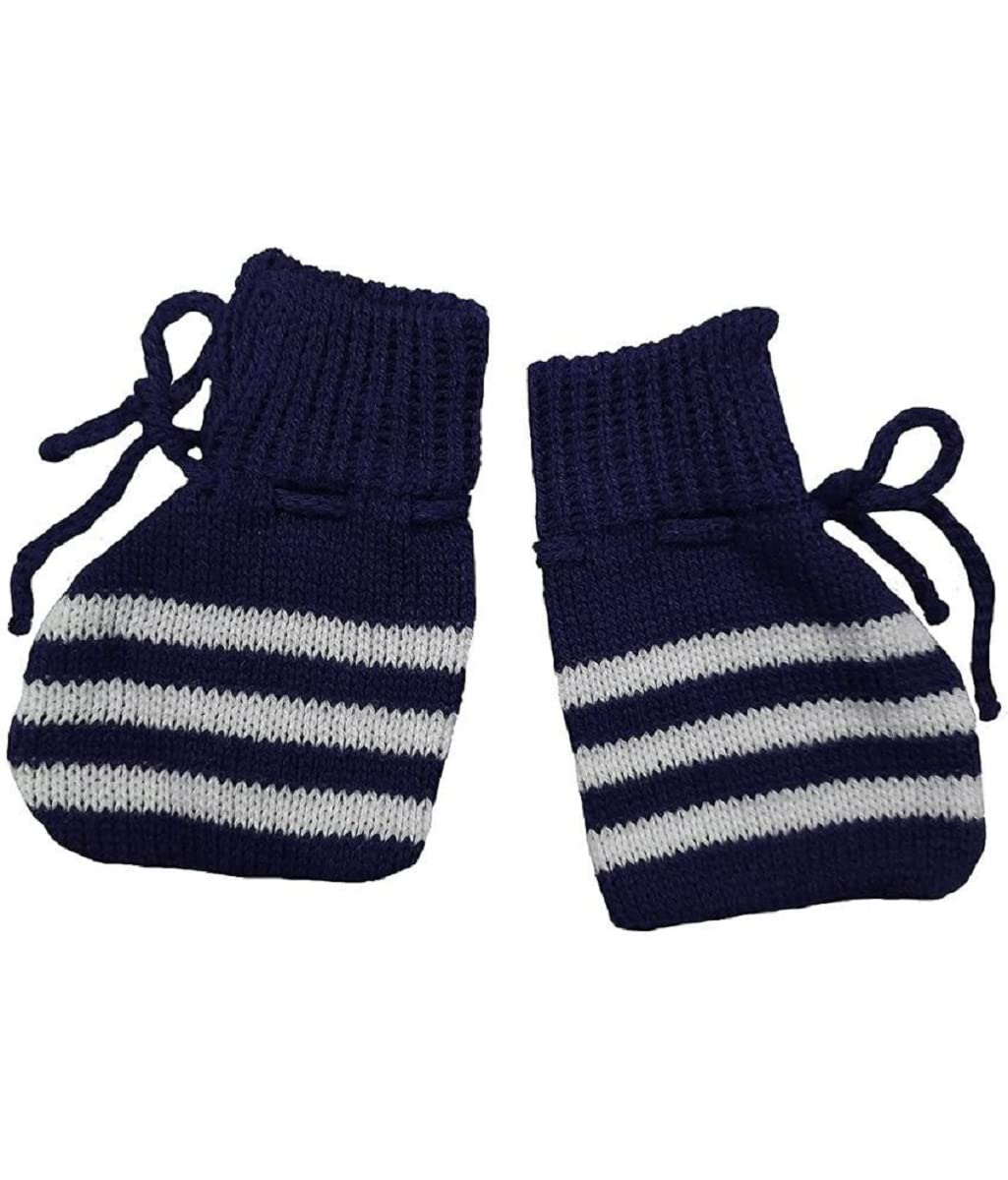 little PANDA Baby Sweater Baby Boy’s & Baby Girl’s Woolen Round Neck Long Sleeves Sweater, Cap & Booties Set Navy Blue - Image 3 thumbnail