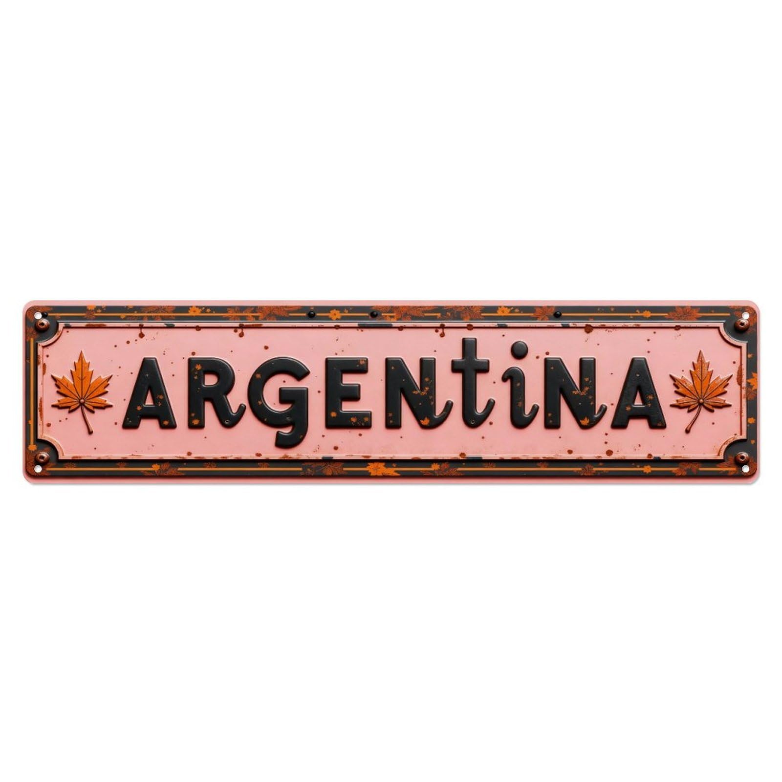 Argentina Text Maple Leaf Design Metal Tin Sign Plaque